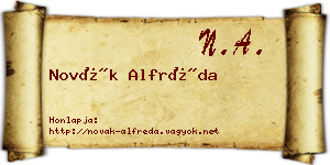 Novák Alfréda névjegykártya
